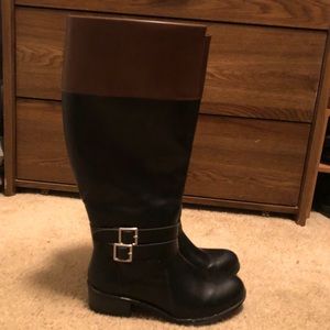Under the knee two tone boots